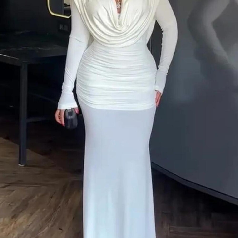 Women's White and Cream Dress